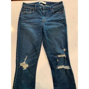 A&F Mid-Rise Super Skinny Distressed Jeans, Size 6